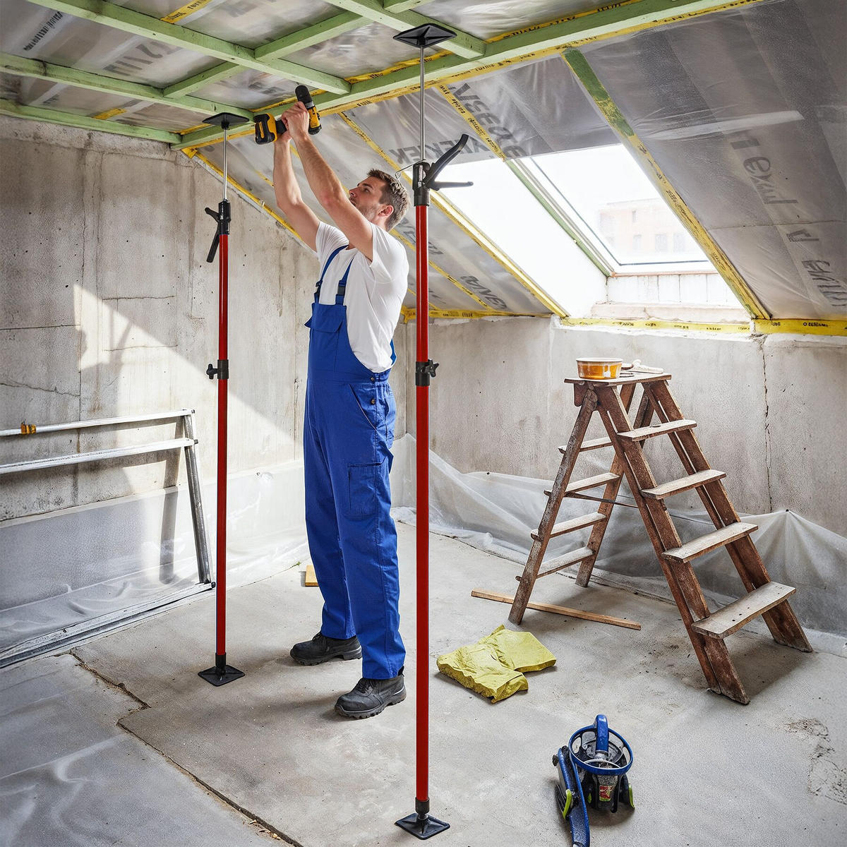 TELESKOPSTÜTZEN 4er Set, mit Schnellspannsystem, rot - Rot, Textil - tectake