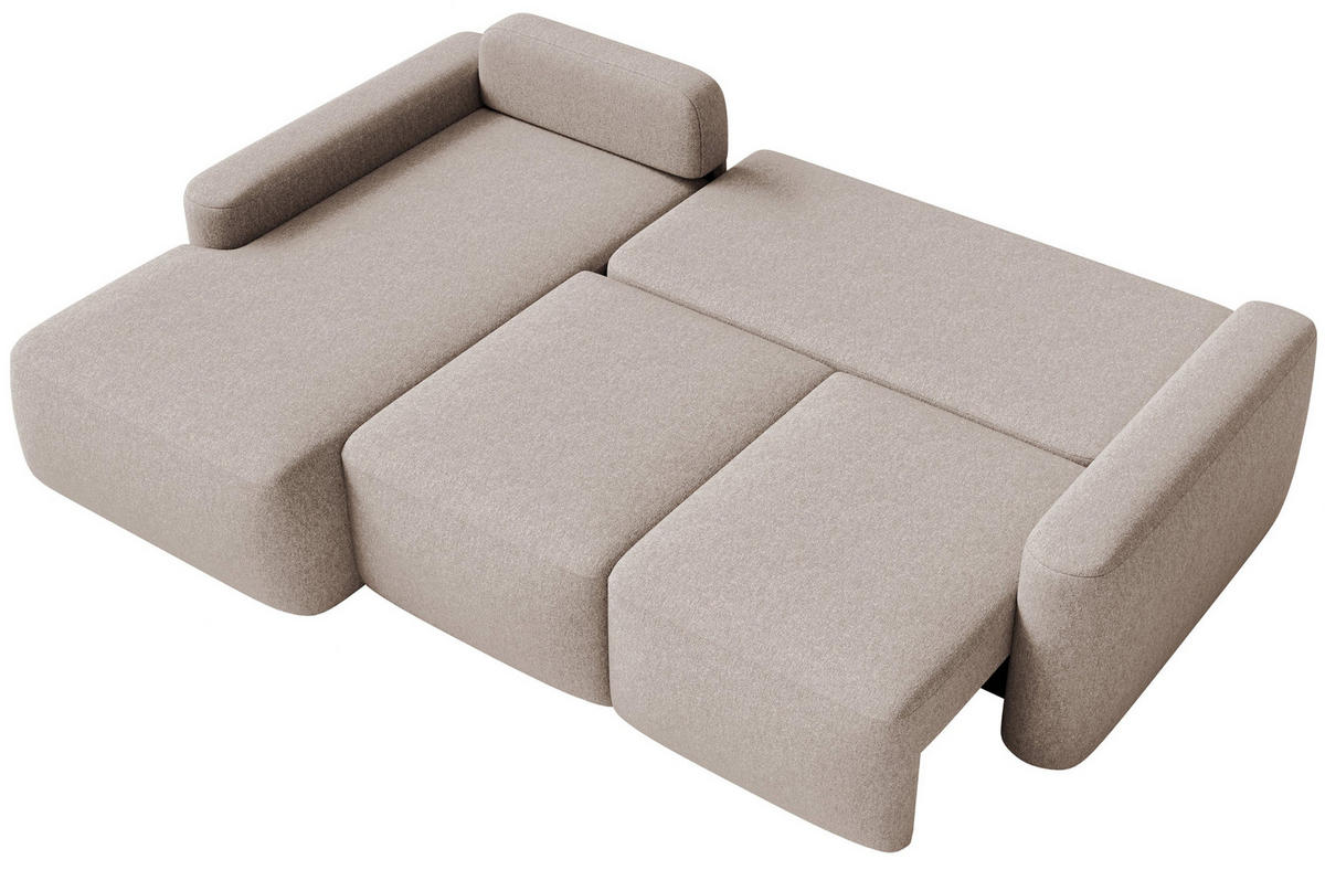 ECKSOFA Carnos Mini Beige Chenille - Beige/Schwarz, Kunststoff/Textil (238/164cm) - Selsey