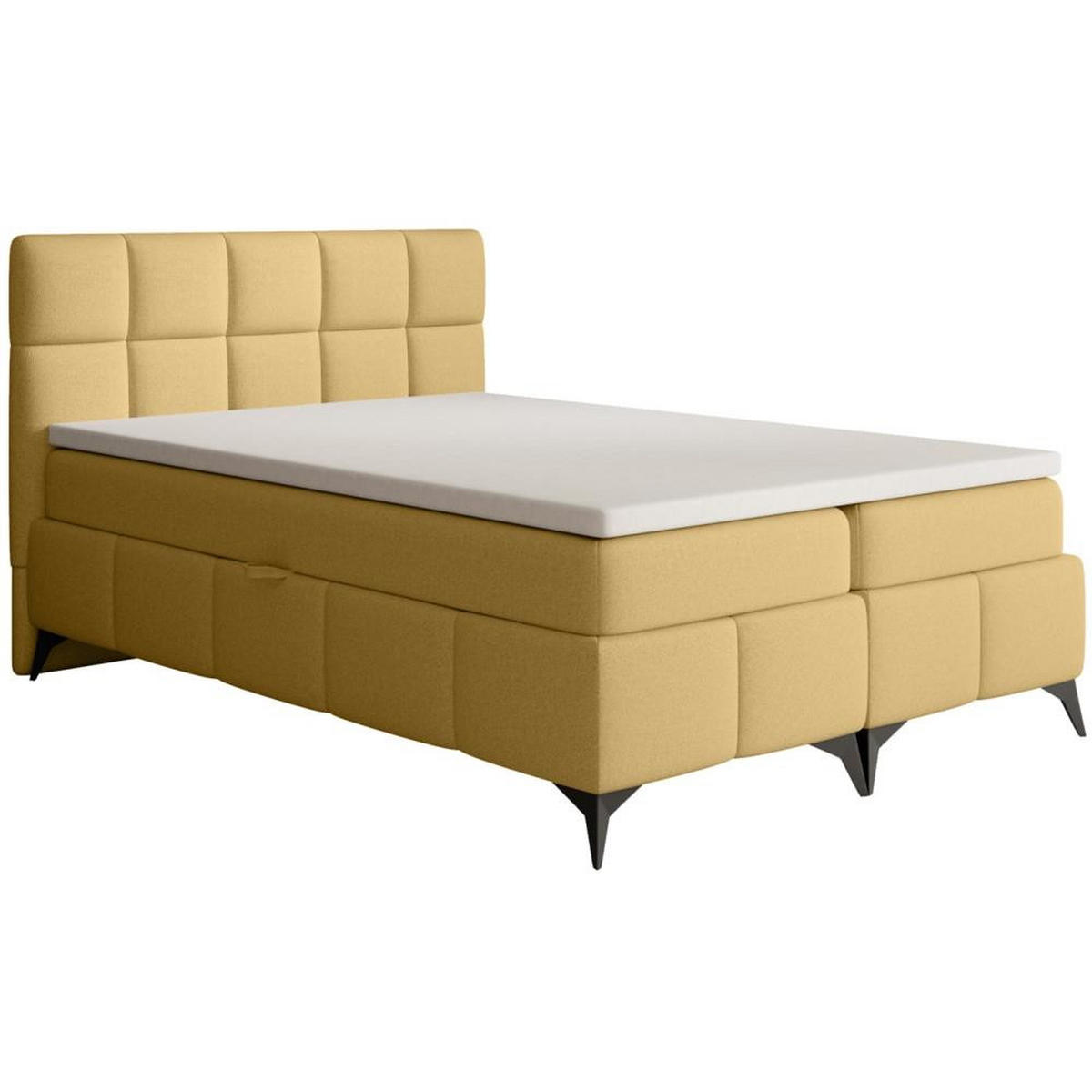 BOXBETT Solido mit Bettkasten 140x200 cm gelb - Gelb/Schwarz, Textil/Metall (140/200cm) - Beautysofa