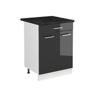 SPÜLENUNTERSCHRANK R-Line, Anthrazit Hochglanz/Weiß, 60 cm Arbeitsplatte Anthrazit - Anthrazit/Weiß, Holzwerkstoff (60/81.6/60cm) - Vicco