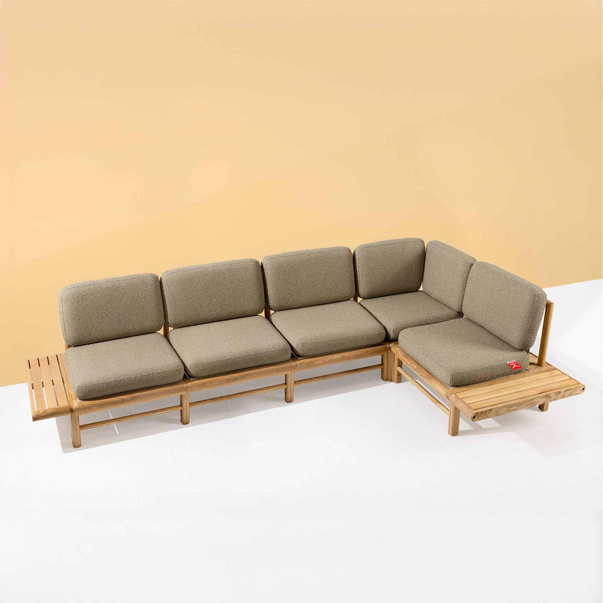 LOUNGESOFA ATREDA rechts - Beige, Holz/Textil (315/80/175cm) - KONSIMO®