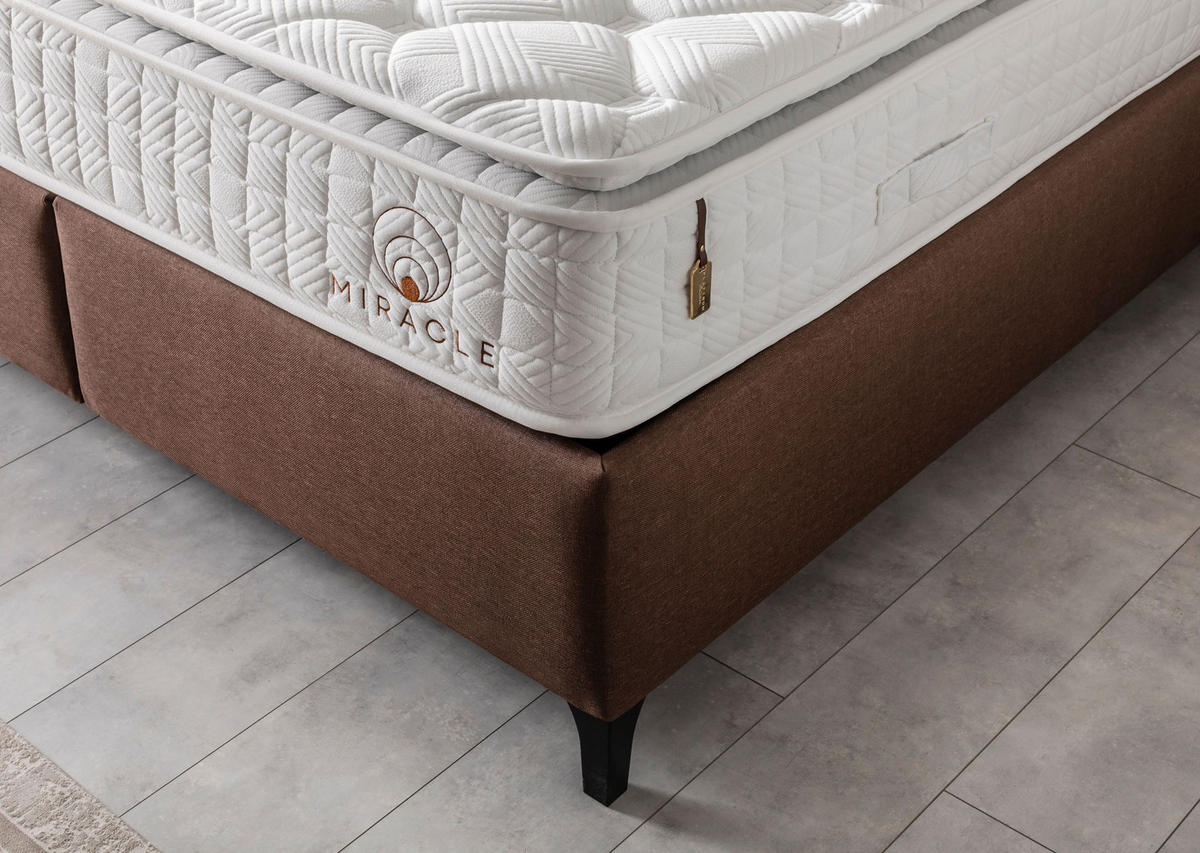 POLSTERBETT-SET Miracle 140x200 Braun - Bett inkl. Matratze - Braun, Metall (140/200cm) - Villa Möbel
