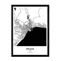 POSTER Karte Von Malaga - Spanien A3 Rahmenlos - Klar, Papier (29.7/5/42cm) - Nacnic