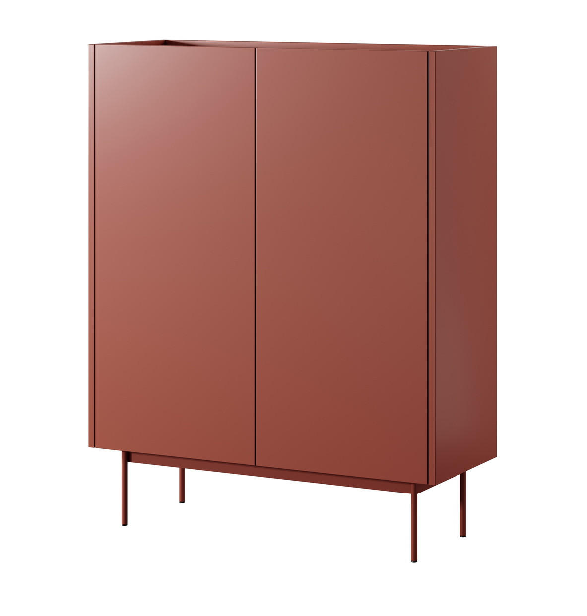 HOHE Kommode 2 Türen Laris - 97 cm, Rot - Rot, Holz/Metall (97/122/37cm) - Emporius
