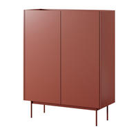 HOHE Kommode 2 Türen Laris - 97 cm, Rot - Rot, Holz/Metall (97/122/37cm) - Emporius