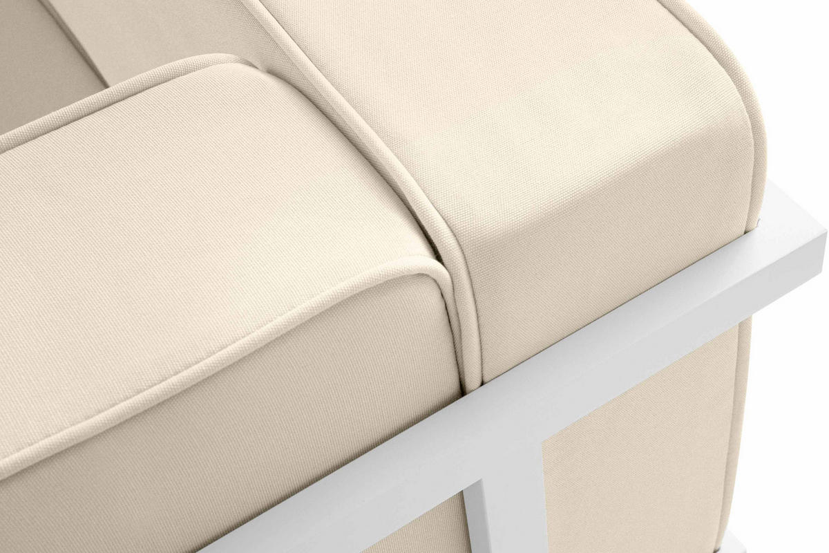 GARTENSESSEL TRIGLO Stahlgestell, Modern, Weiß/Cremeweiß - Creme/Weiß, Textil/Metall (99/70/69cm) - KONSIMO®