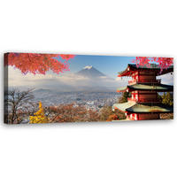 WANDBILD berg fuji landschaft - Multicolor, Textil (90/30cm) - Feeby