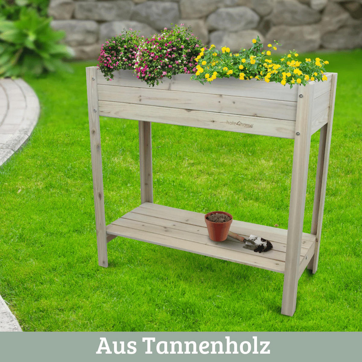 HOCHBEET Balkon Holz KLEO Inkl. Vlies Grauweiß - Grau, Holz (80/78/37cm) - DELUKE