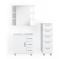 BADMÖBEL-SET Ilias Weiß 3 Teile, mit Midischrank - Weiß, Holzwerkstoff (60/60.8/33cm) - Vicco
