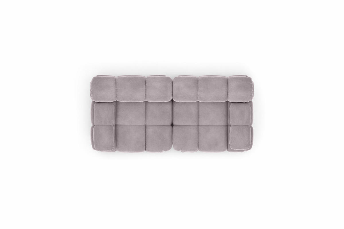COUCH, 2-Sitzer Modular, Veloursstoff Salvador, Grau, Selia - Grau, Holz (190/70/95cm) - Kaiser Möbel