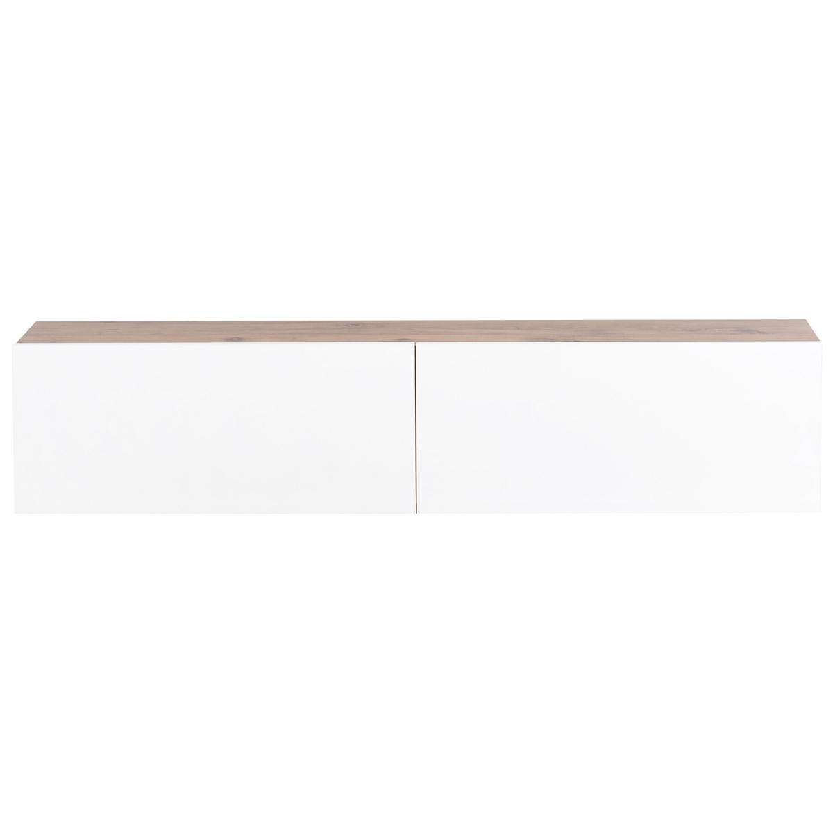 WANDMONTIERTER-TV-SCHRANK Weiß/Braun Gladstone - Weiß/Braun, Holzwerkstoff (140/30/32cm) - Beliani