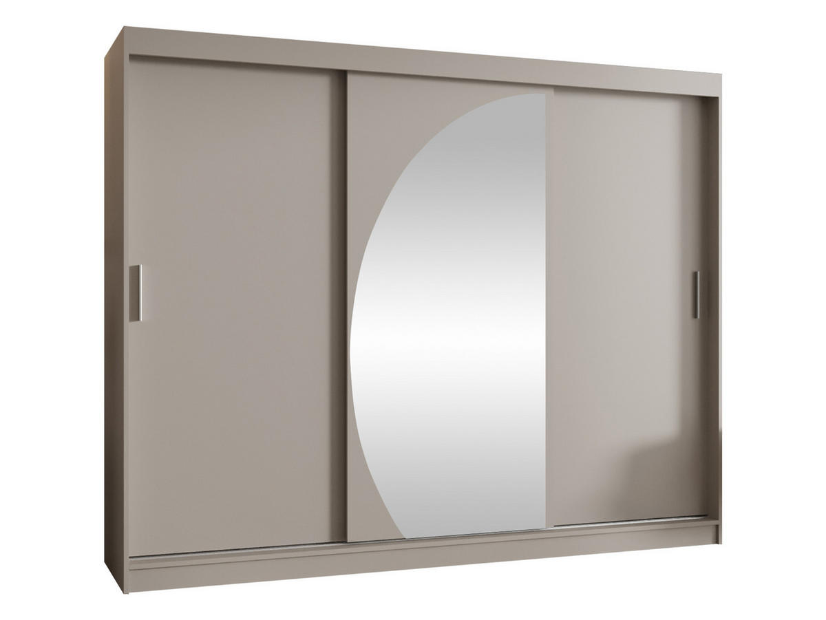SCHWEBETÜRENSCHRANK Wika 250 cm mit Schubladen - Kaschmir/Silberfarben, Holzwerkstoff/Kunststoff (250/200/62cm) - MIRJAN24