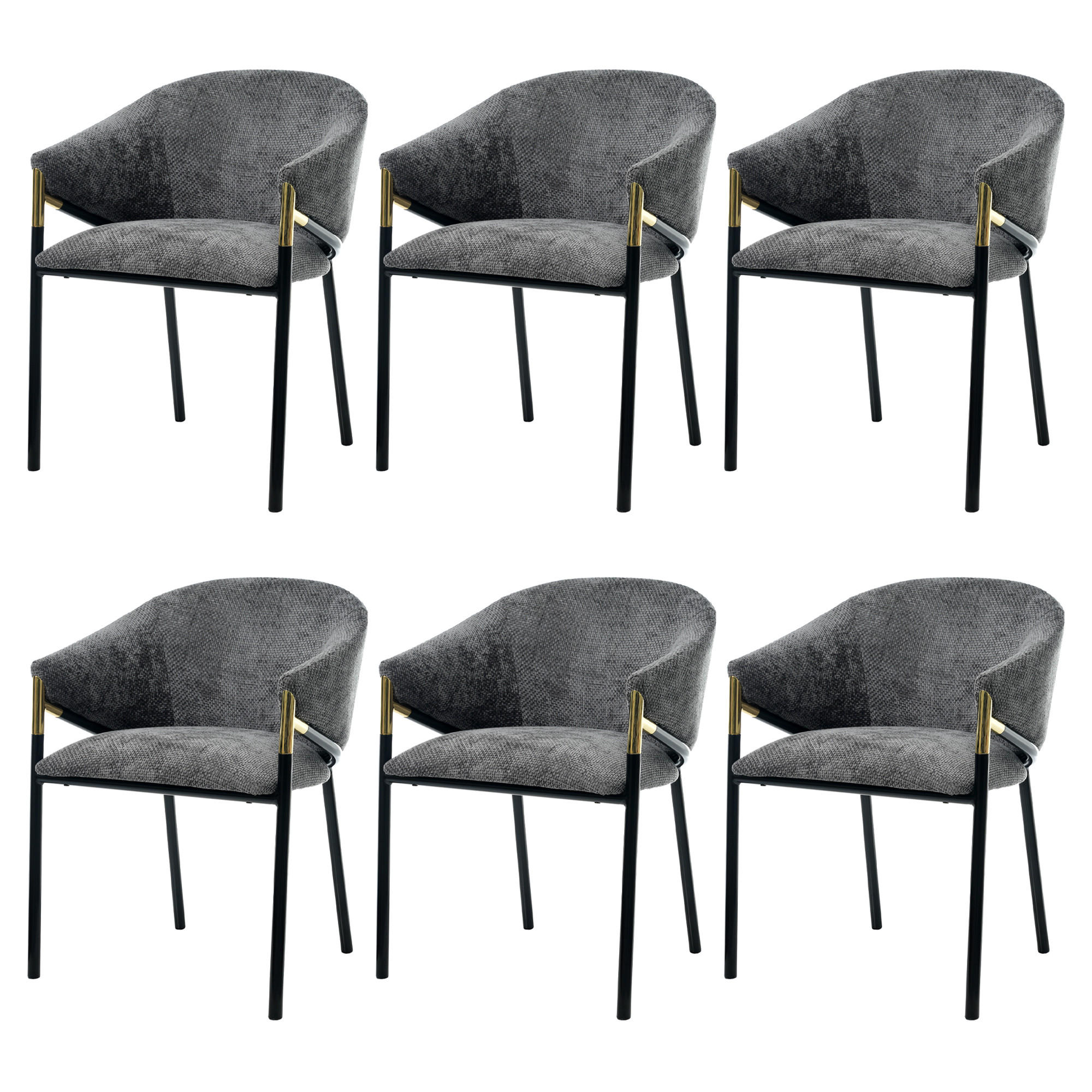 ESSZIMMERSTÜHLE 6er Grau Chenille Gold Edelstahl modern - Grau, Textil (56.5/78.5/56.5cm) - FLIEKS
