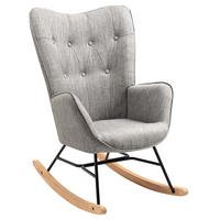 SCHAUKELSTUHL, Metall, Grau - Hellgrau, Holz/Textil (66/97/84cm) - Meubles Cosy