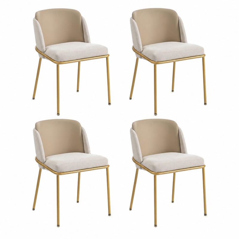 STUHL Esszimmer nordisch-minimalistisch Holz/Metall Beige Khaki 4er-Set - Beige, Metall (55/85/55.2cm) - Meubliv