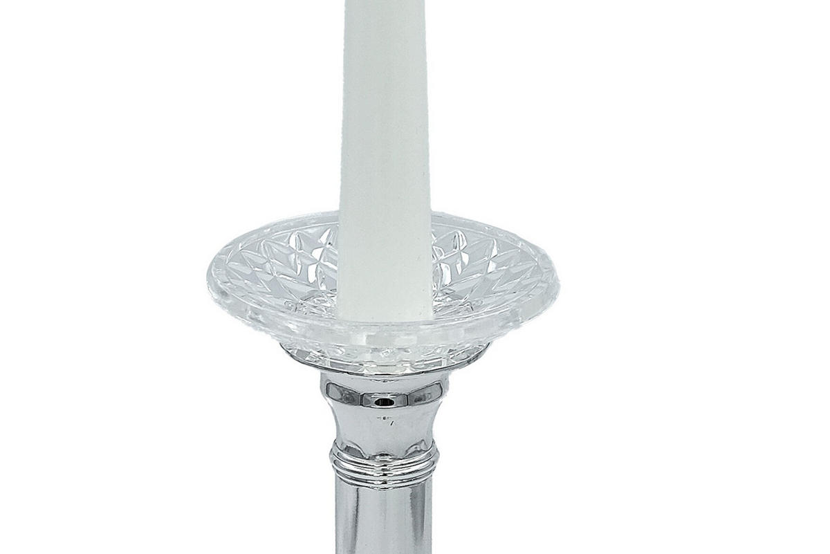 GLAS-KERZENMANSCHETTE (Bobeches -Tropfenfänger) aus Kristallglas für Kerzen bis Ø 25 mm - Transparent, Paraffin (8.5/3/8.5cm) - Holfeuer Crystal Design