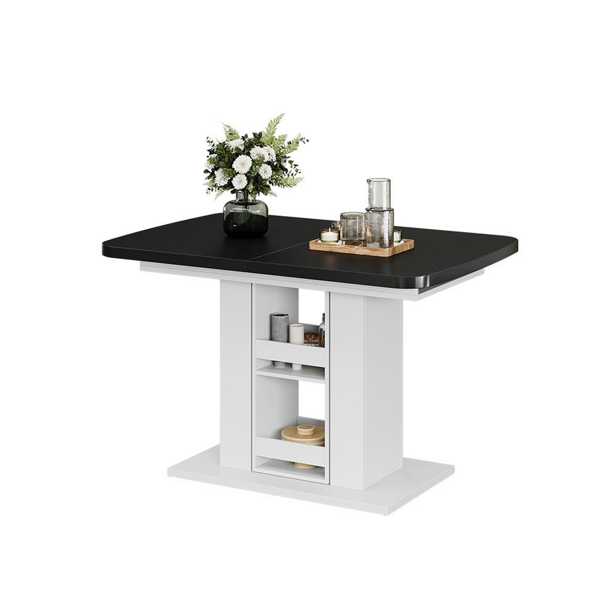 ESSTISCH Fenaro Schwarz/Weiß 120 x 80 cm - Schwarz/Weiß, Holzwerkstoff (80/120/76cm) - Vicco