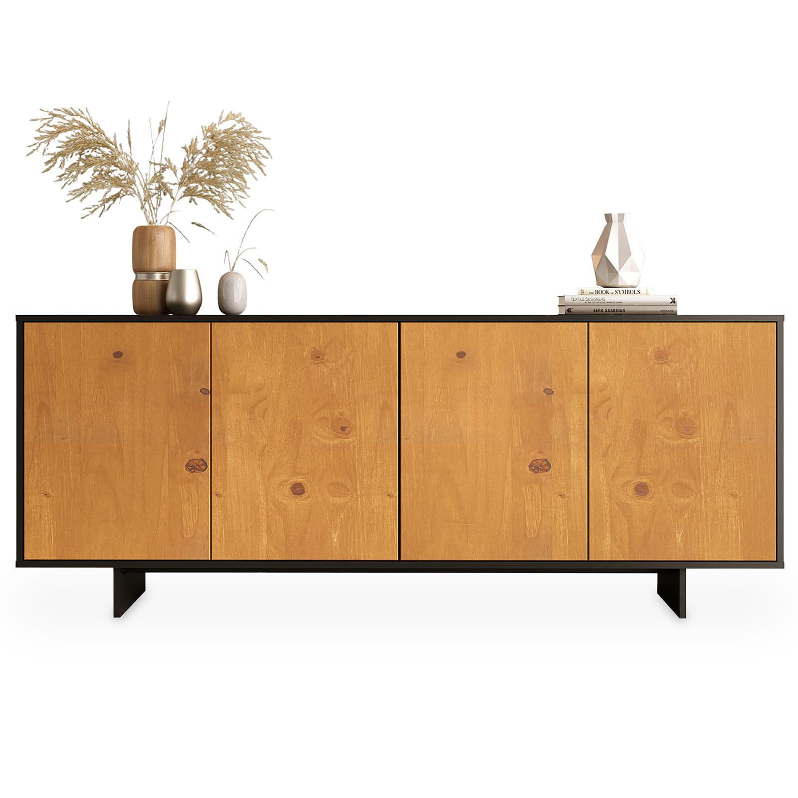 SIDEBOARD ARTO schwarz/Eiche - Eichefarben/Schwarz, Holz (180/71/41cm) - IDIMEX