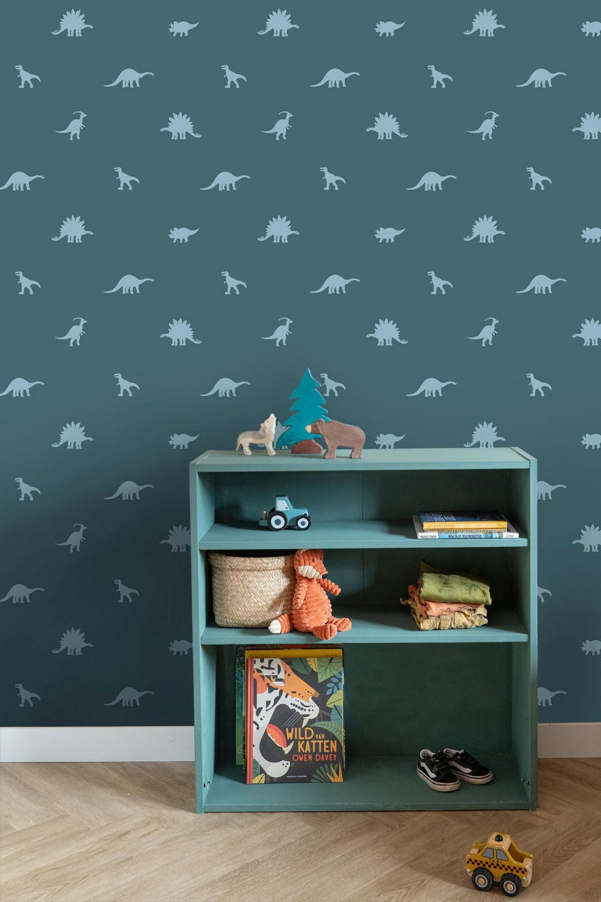 TAPETE Dinosaurier 50 x 900 cm - Blau, Papier (50/0.1cm) - ESTAhome