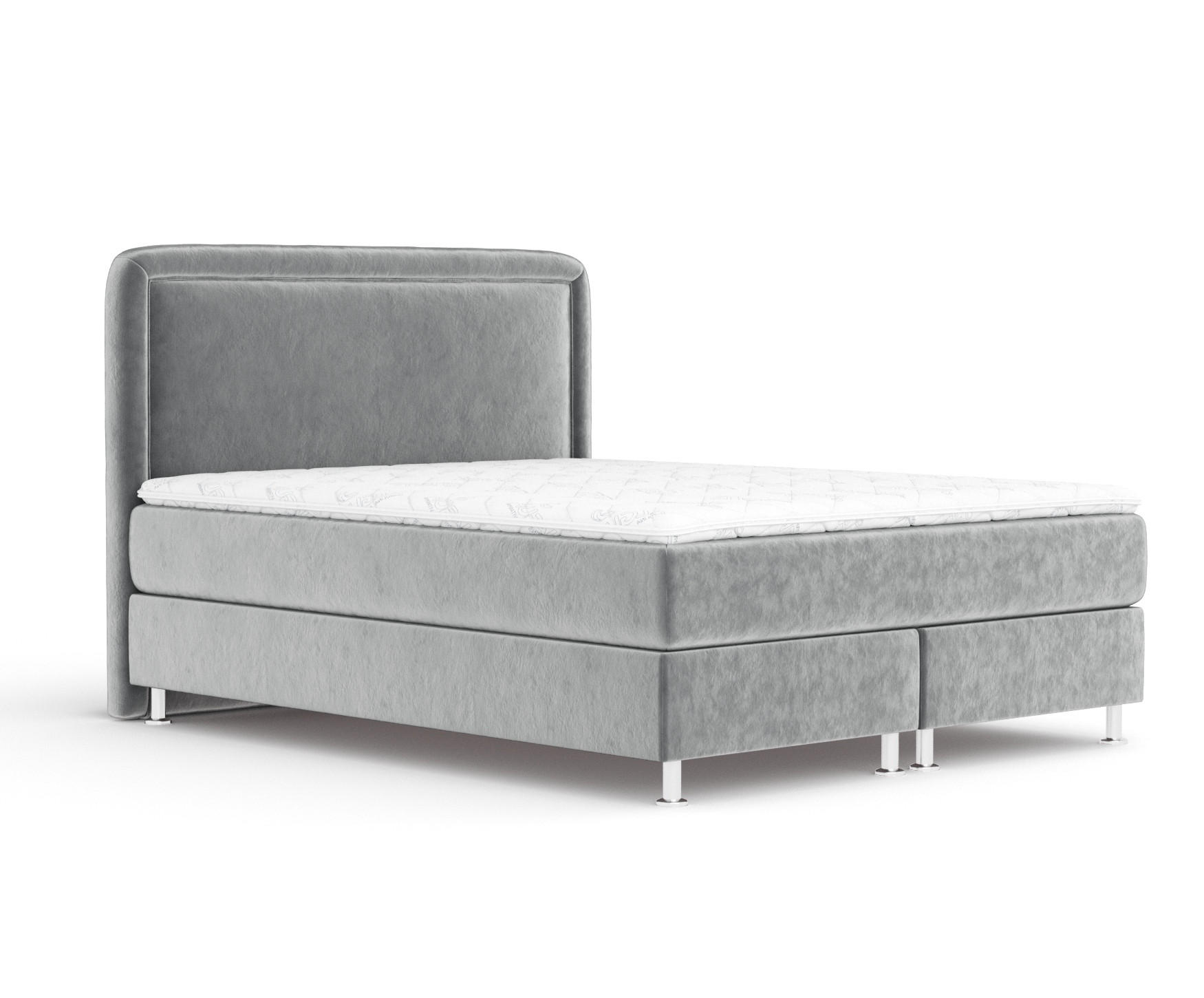 BOXBETT Salvi Grau 180/200 cm mit Matratze und Topper - Silberfarben/Grau, Holz/Holzwerkstoff (180/200cm) - Maison de Reve