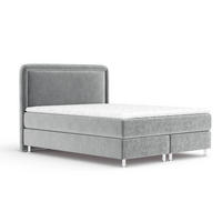 BOXBETT Salvi Grau 180/200 cm mit Matratze und Topper - Silberfarben/Grau, Holz/Holzwerkstoff (180/200cm) - Maison de Reve