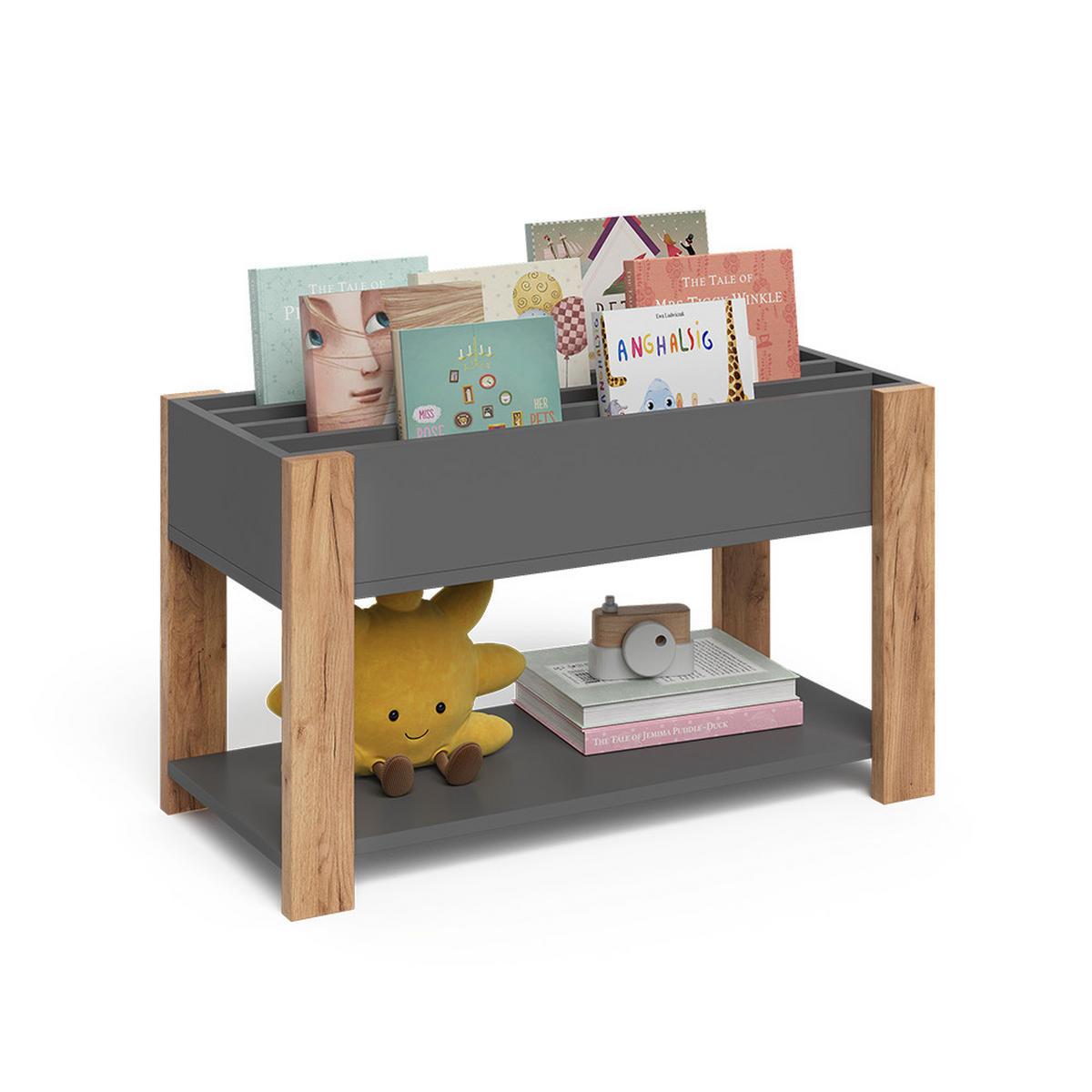 KINDERREGAL Malia Grau/Artisan 80 x 46 cm - Hellgrau/Grau, Holzwerkstoff (80/46/37cm) - VitaliSpa