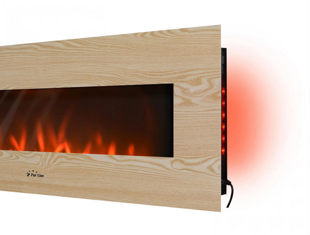 ELEKTROKAMIN Hellbraun Wandmodell mit Heizung 2000 W - Hellbraun, Glas (140/56/11cm) - Purline
