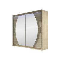 KLEIDERSCHRANK London IV, mit RGB LED Beleuchtung - Silberfarben/Sonoma Eiche, Holzwerkstoff/Kunststoff (180/215/58cm) - MIRJAN24