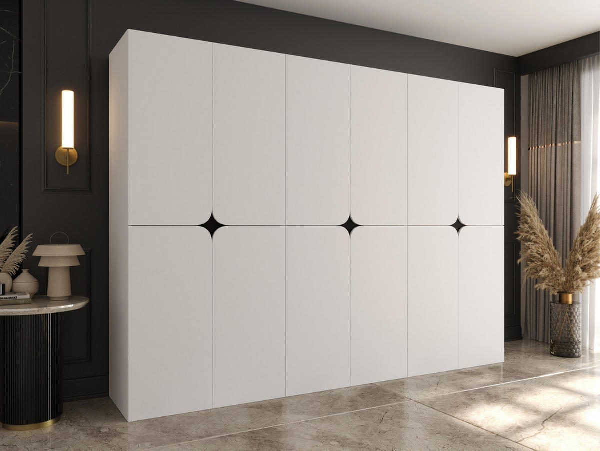 DREHTÜRENSCHRANK Espresso 270 cm - Schwarz/Weiß, Holzwerkstoff/Kunststoff (270/203/50cm) - MIRJAN24