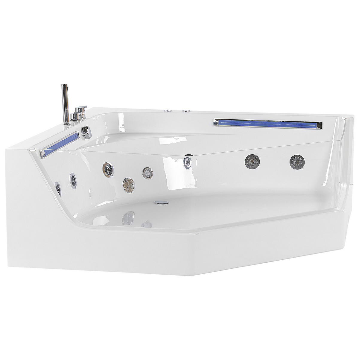 WHIRLPOOL-BADEWANNE mit LED 150x211x56 cm weiß Caceres - Weiß, Kunststoff (150/56/211cm) - Beliani