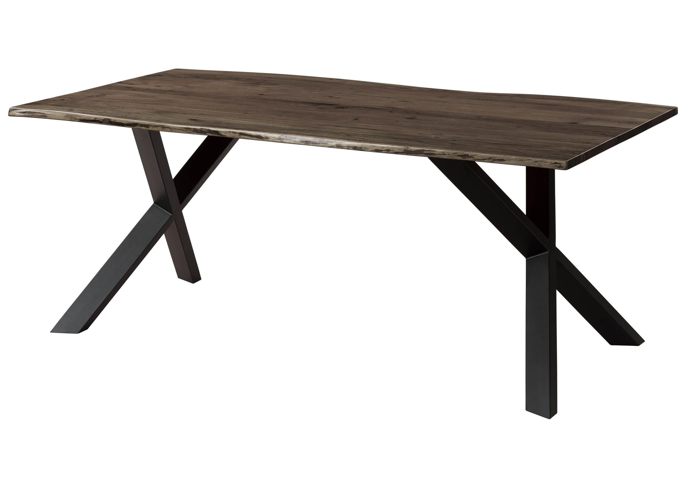 BAUMTISCH Akazie 160x90x75 grau lackiert / ausgestellte X-Beine anthrazit matt FREEFORM 3 - Anthrazit/Grau, Holz (160/90/75cm) - Massivmoebel24
