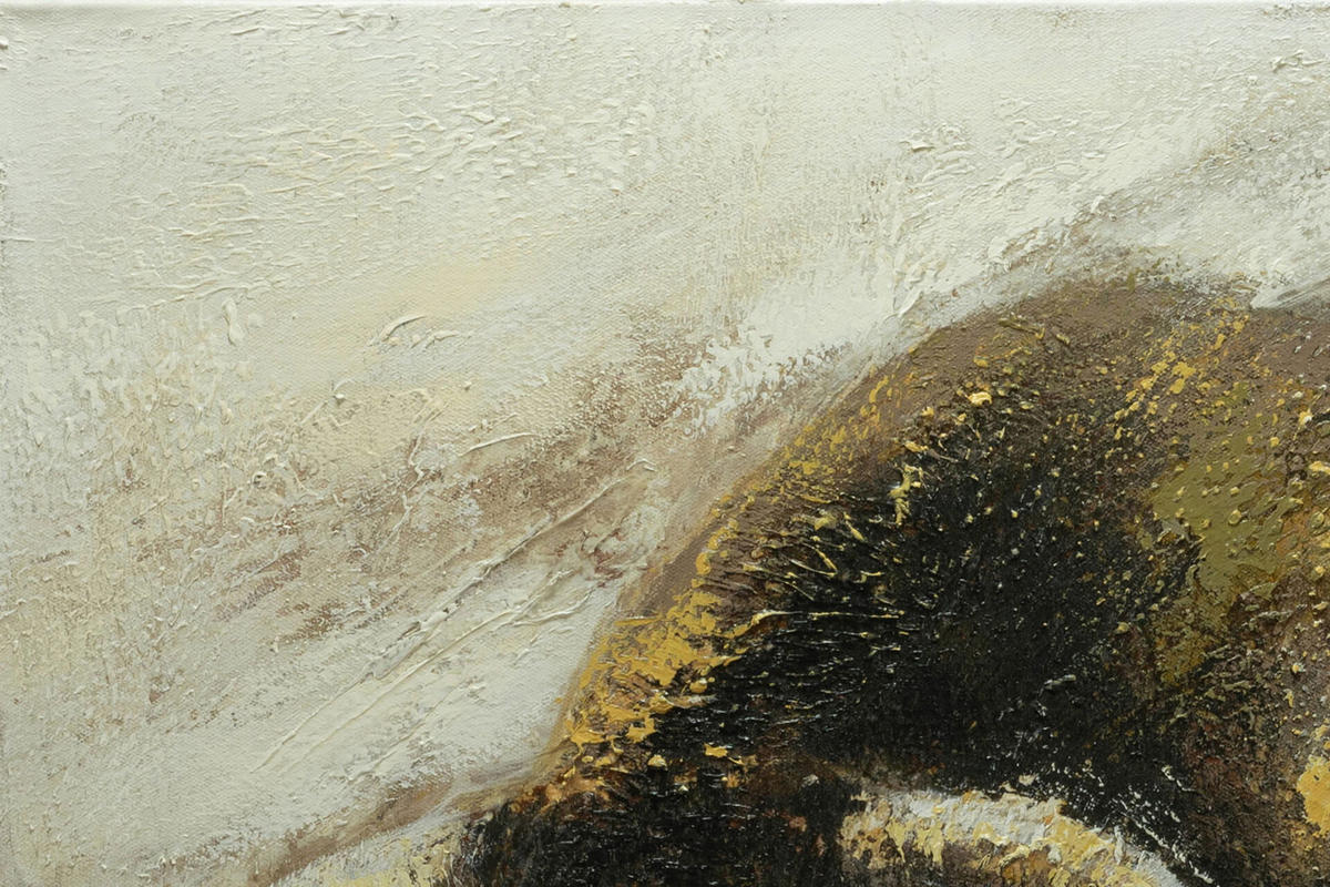 ACRYLBILD HANDGEMALT 80/80 cm - Weiß/Braun, Holz/Textil (80/80cm) - KUNSTLOFT