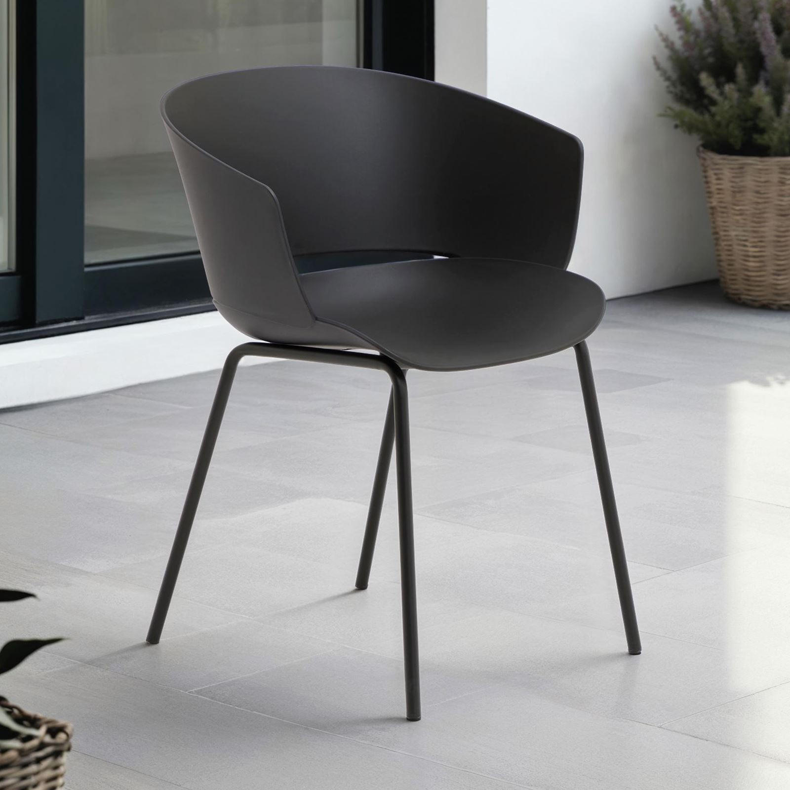 GARTENSTÜHLE NIVEL 4ER-SET - Schwarz, Textil (60/80/55cm) - IDIMEX
