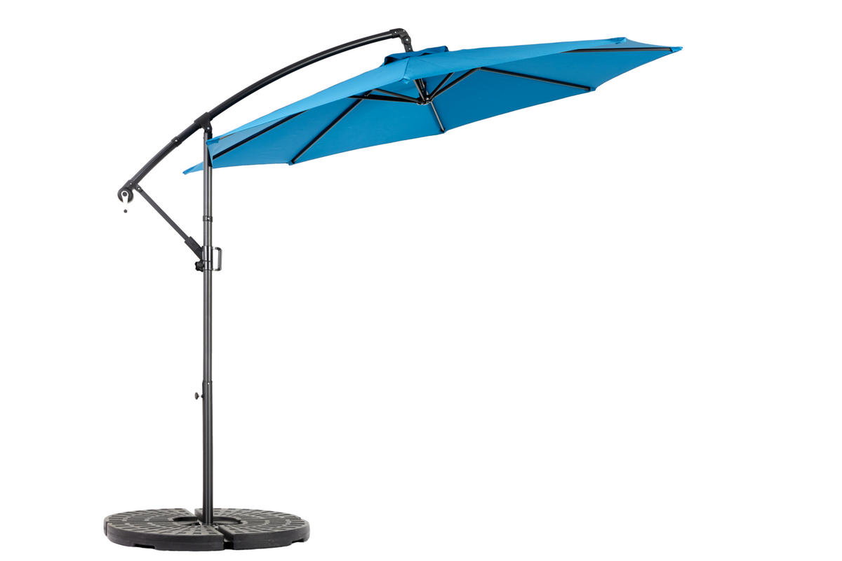 AMPELSCHIRM aus Stahl 294x294x250 cm in Dunkelblau mit Kurbel & Neigefunktion - Dunkelblau, Metall (294/294cm) - Modfu