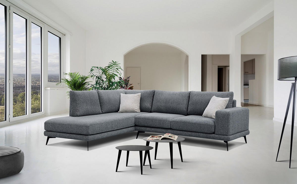 ECKSOFA MEDIOLANE 5-Sitzer, dunkelgrau - Dunkelgrau, Holzwerkstoff/Textil (219/282cm) - Courtois Laville
