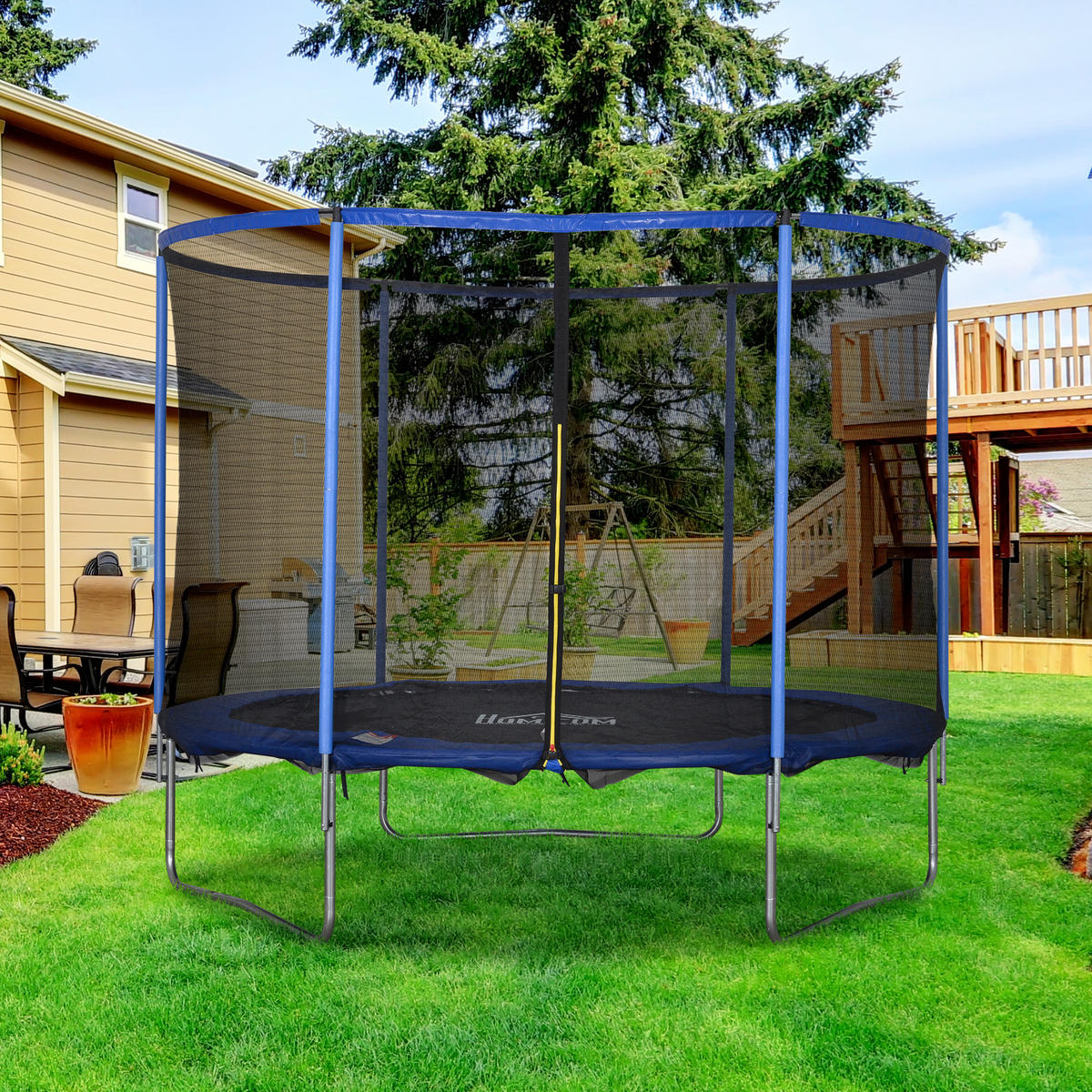 TRAMPOLIN mit Sicherheitsnetz Gartentrampolin Stahl Ø305 x 248H cm - Multicolor, Kunststoff (248/248/305cm) - HOMCOM