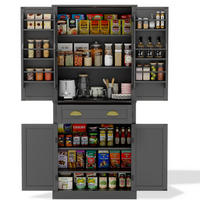 BUFFETSCHRANK 80/40/182 cm aus MDF mit 4 verstellbaren Einlegeböden, 4 Türen und Schublade, Schwarz - Schwarz, Holzwerkstoff (80/182/40cm) - Redom