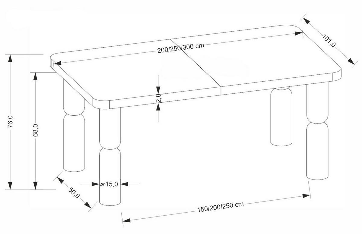 ESSTISCH Melton Nussbaum 200-250-300 / 101 / 76cm - Nussbaumfarben, Holz (101/300/76cm) - Feldmann-Wohnen