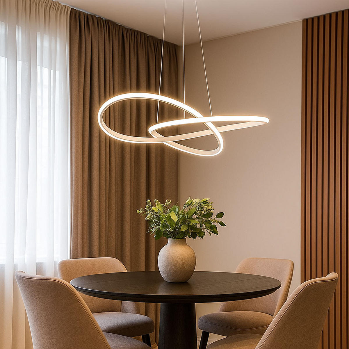 LED HÄNGELEUCHTE Alu Weiß geschwungen - Weiß, Metall (50/50/100cm)