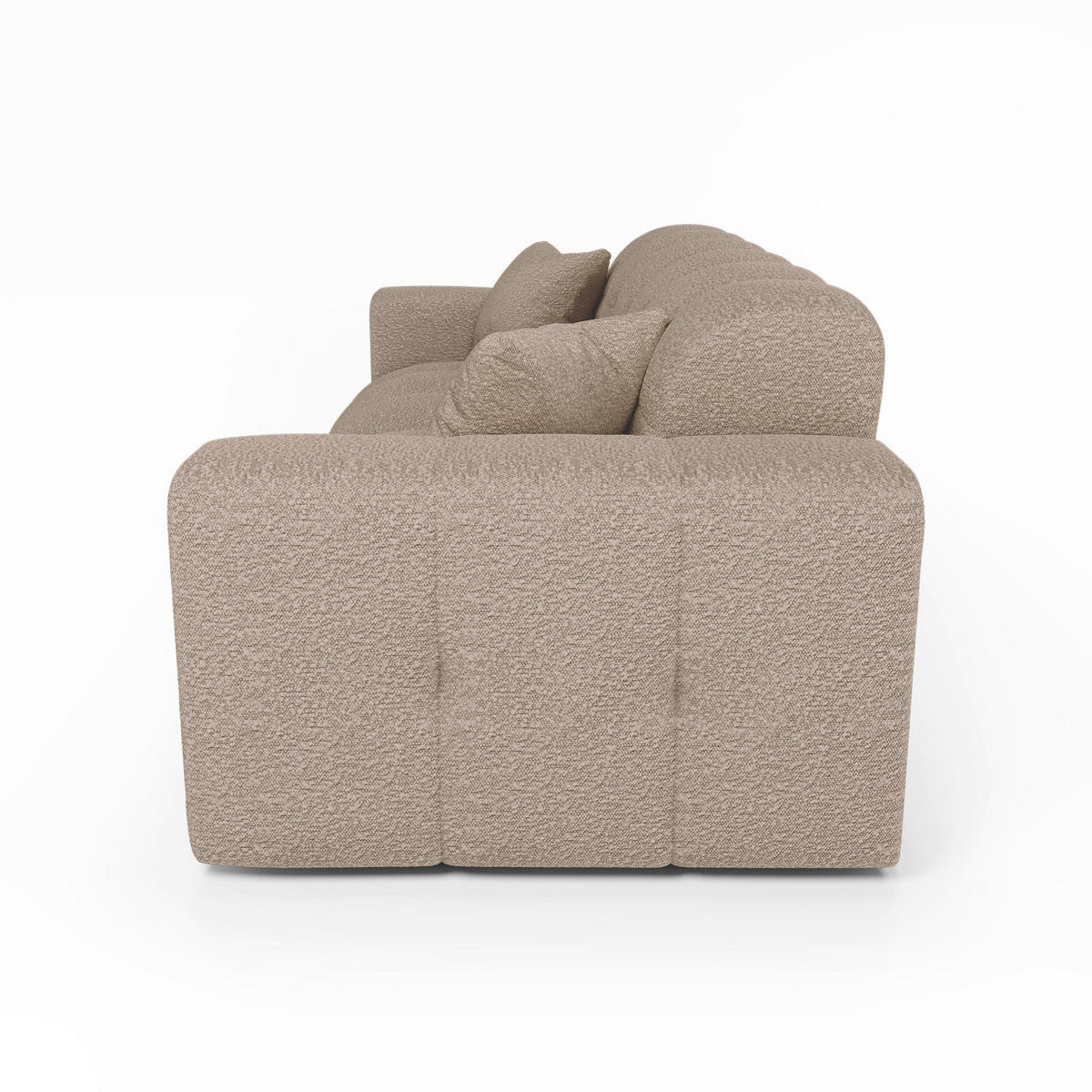 SOFA COCOON Bouclé-Stoff Taupe 230cm - Taupe, Textil (230/85/92cm) - Premium Interiors