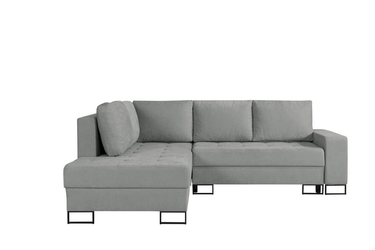ECKSOFA mit Schlaffunktion Links Grau Chenille - 245x200 cm - Trevi - Schwarz/Grau, Holz/Holzwerkstoff (245/200cm) - Ravio