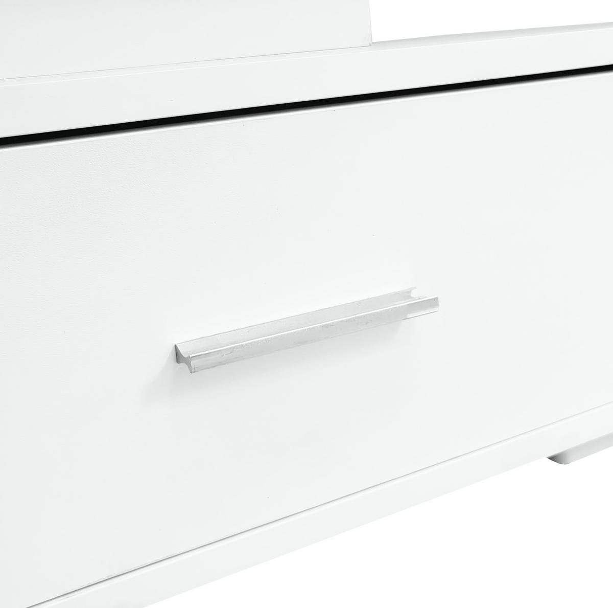 COUCHTISCH 100/50/44 cm Weiß mit LED-Beleuchtung und hydraulischer Höhenverstellung - Weiß, Holzwerkstoff (100/50/44cm) - Flora Grace