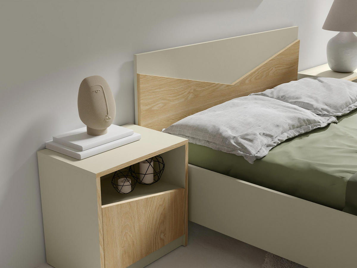 DOPPELBETT Aston 09 - Eichefarben/Schwarz, Holzwerkstoff (140/200cm) - MIRJAN24