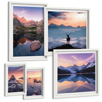 BILDER SET 5er Set - 50x50 cm & 20x30 cm & 40x60 cm Weißer Rahmen - Landschaften Berge Seen jelen - Weiß, Kunststoff (40/60cm) - TULUP