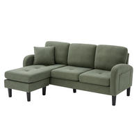 ECKSOFA L-Form Cordbezug mit modularer Chaiselongue Grün 166/118/77 cm - Grün, Textil (166/118cm) - Redom