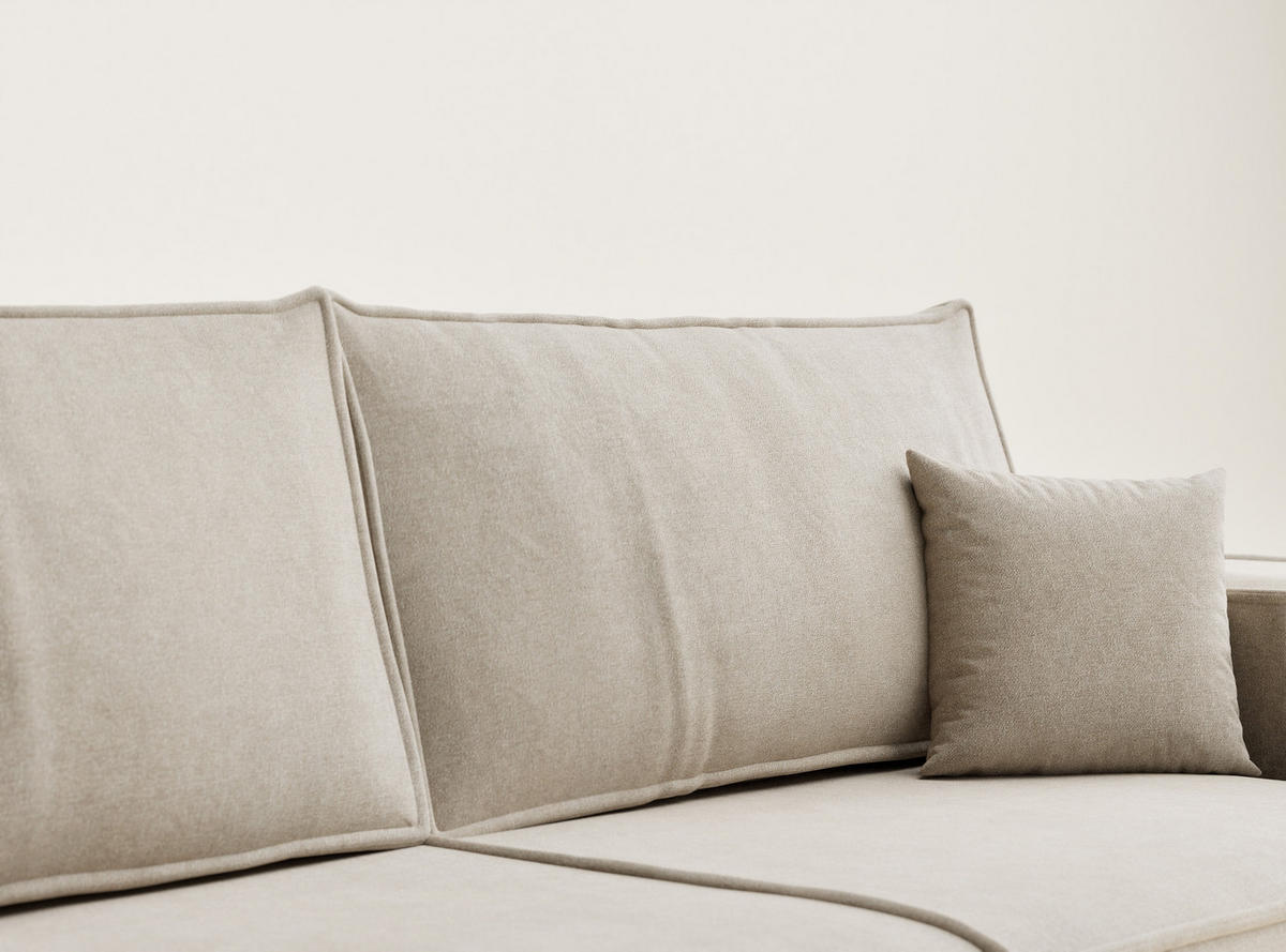 SOFA MIT SCHLAFFUNKTION Milos Beige Webstoff - Beige/Schwarz, Holz/Holzwerkstoff (255/70/105cm) - Maison de Reve