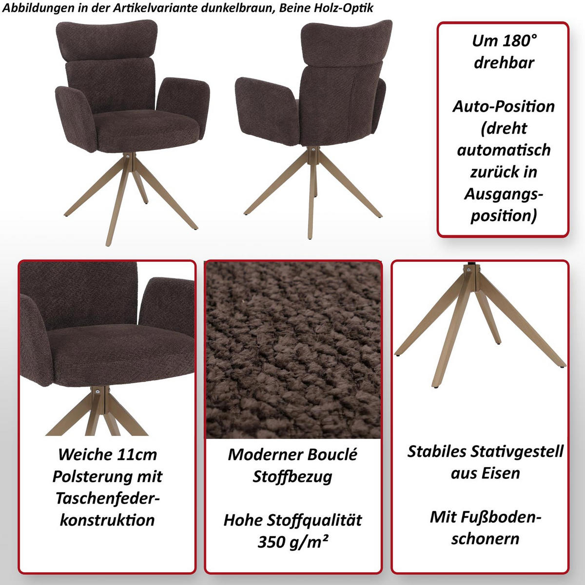 ESSZIMMERSTUHL Bordeaux - Bordeaux, Textil (63/92/58cm) - MCW