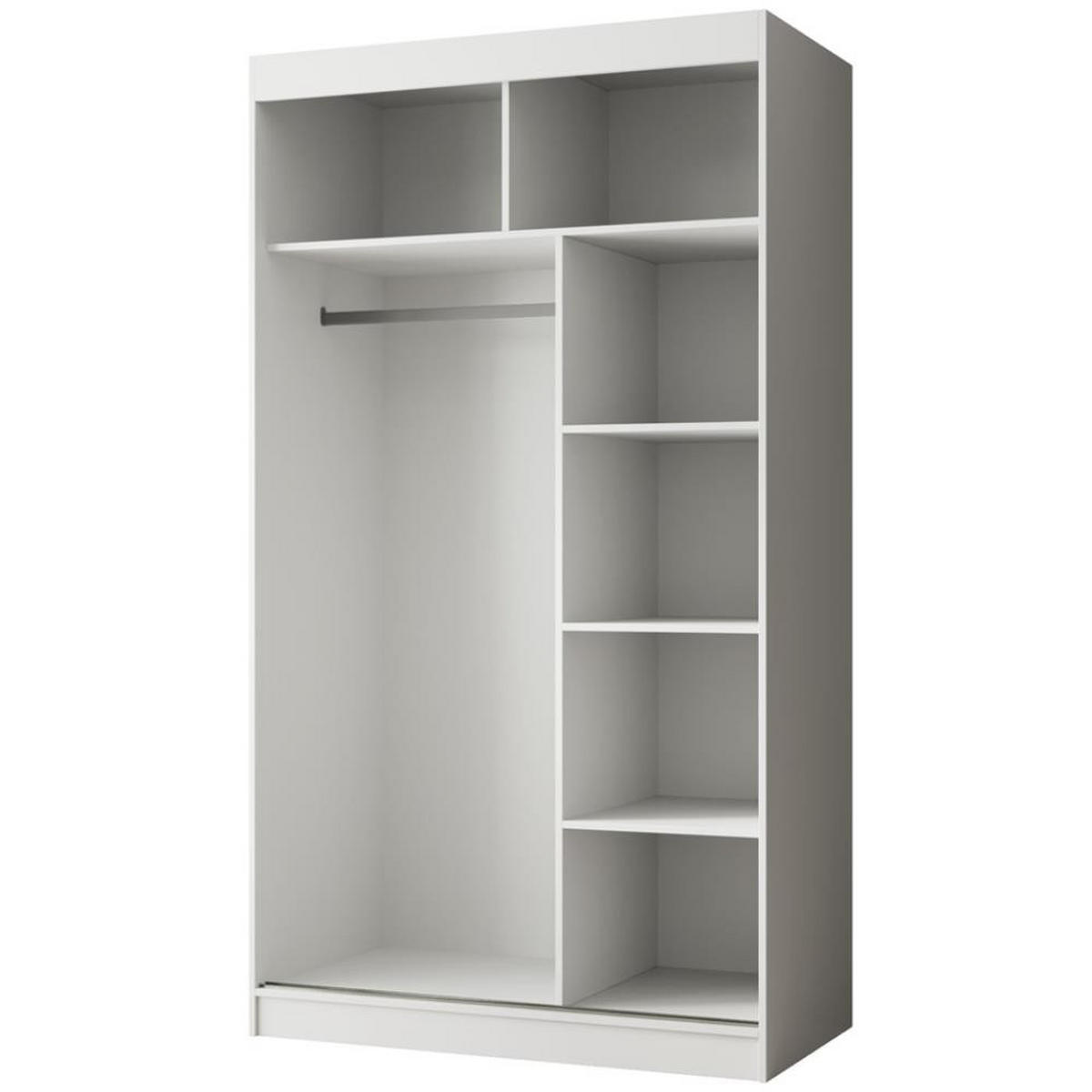 SCHWEBETÜRENSCHRANK Paco 120/215/61 2-türig weiß mit Spiegel - Weiß, Holzwerkstoff (120/215/61cm) - Beautysofa