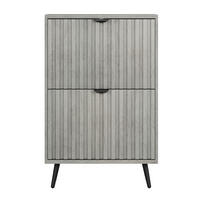 SCHUHSCHRANK mit Klappen 60 cm in Grau, platzsparend mit Rillenfront - Grau, Holzwerkstoff (60/94/24cm) - BEAOK