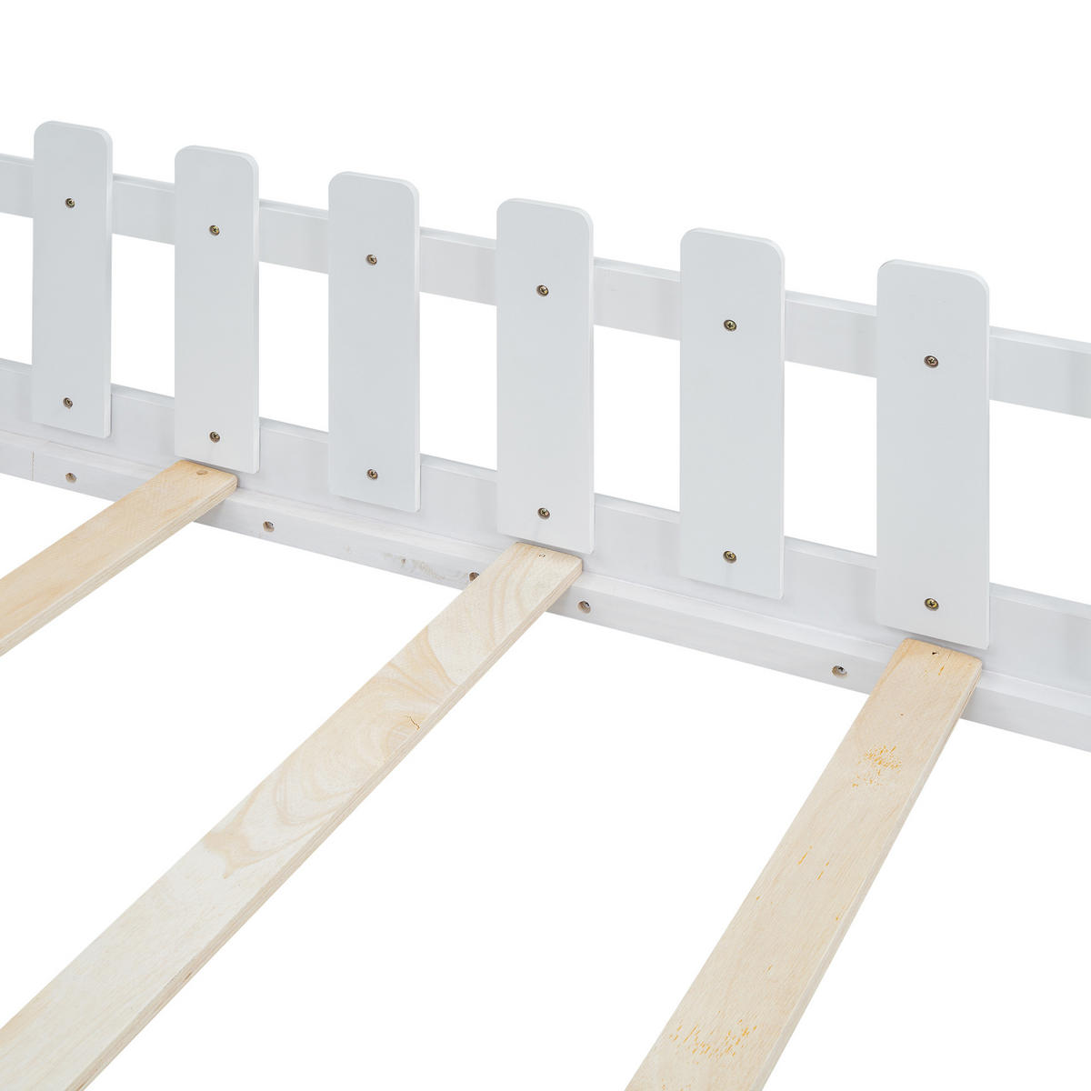 KINDERBETT 90x200cm Weiß Flachbett Hausleiste - Weiß, Holz (90/200cm) - FLIEKS